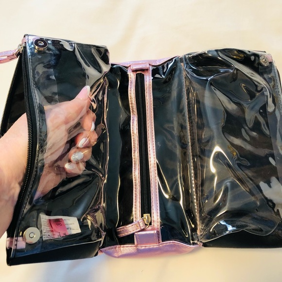 La Vie En Rose Cosmetic Bag NWOT Metallic Pink/Rose Gold - Picture 9 of 11